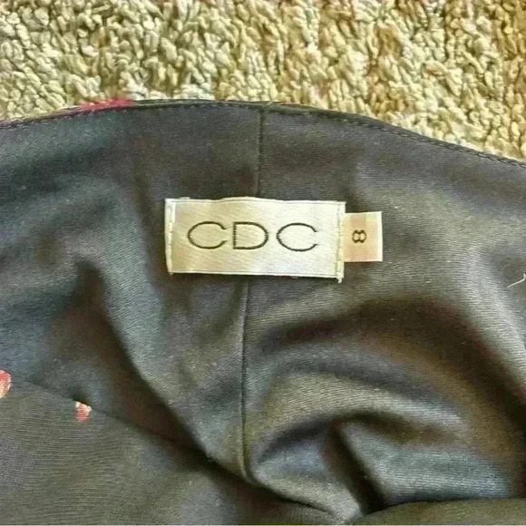 CDC Y2K Spaghetti Strap Black Red Floral Slip Dress Mesh V Neck Size 8 - Picture 3 of 9